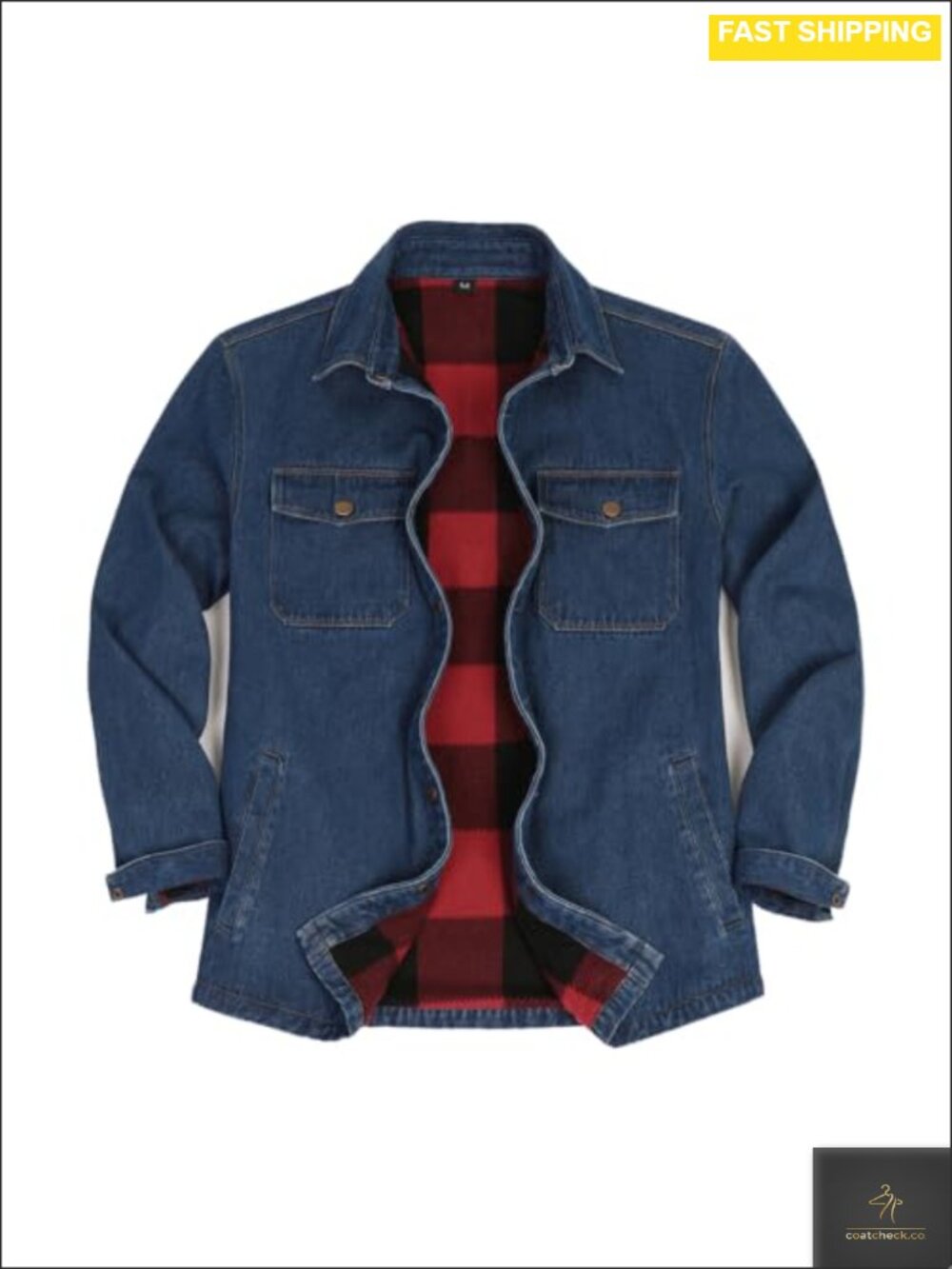 Fleece Lined Denim Shirt Jacket Snap Button Jean Shacket
